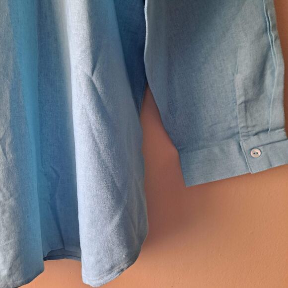 Anthony Richards Blue Button Up Long Sleeve Linen Blend Shirt Size 24W NWOT - Picture 9 of 11